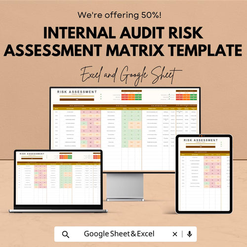 Internal Audit Risk Assessment Matrix Template | Risk Evaluation Tool | Likelihood & Impact Matrix | Audit Risk Scoring Sheet