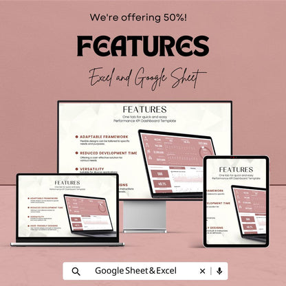 Performance KPI Dashboard | Excel & Google Sheets Dashboard Template | KPI Tracker | Business Analytics Report | Editable Dashboard