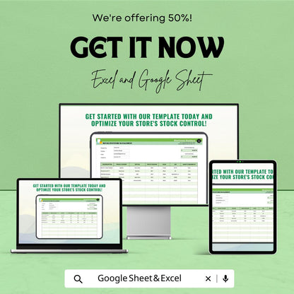 Retail Inventory Management Template  | Store Inventory Tracker | Stock Control Spreadsheet | Small Business Inventory Log