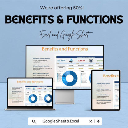 Financial Dashboard Template | Business Finance Tracker | Income Expense Spreadsheet | Financial Planner