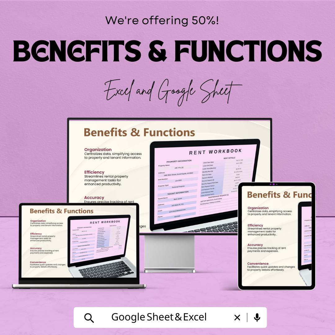 Rent Workbook Template | Excel and Google Sheets | Rental Property Tracker | Tenant Management Sheet | Lease Tracker | Editable Rent Log