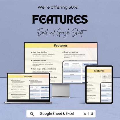 Project Status Report Template | Project Tracking Spreadsheet | Weekly Status Report | Project Management Template | Excel & Google Sheets |