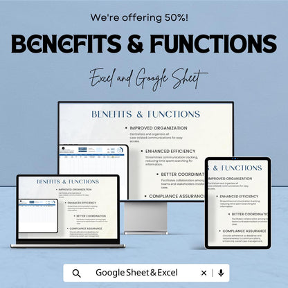 Legal Case Correspondence Tracker, Law Firm Client Database, Case & Client Management Template, Legal Spreadsheet