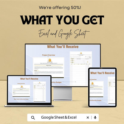 Yearly Construction Budget Template | Construction Cost Tracker | Project Budget Planner | Excel & Google Sheets