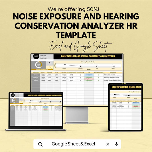 Noise Exposure and Hearing Conservation Analyzer HR Template | Workplace Noise Monitoring Tool | OSHA Hearing Safety Tracker