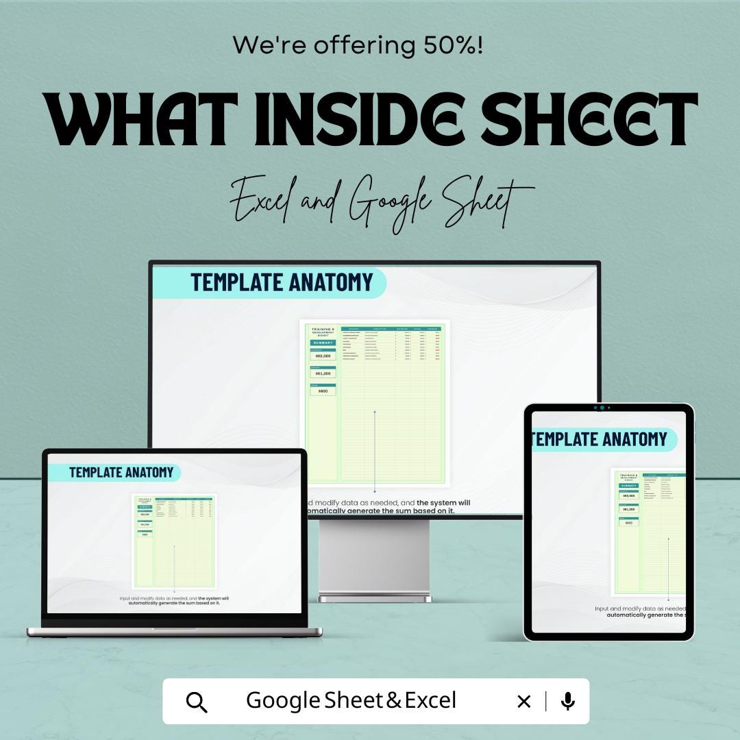 Training and Development Budget Template | Excel & Google Sheets Budget Planner | Employee Training Tracker | Learning Program Cost Analysis