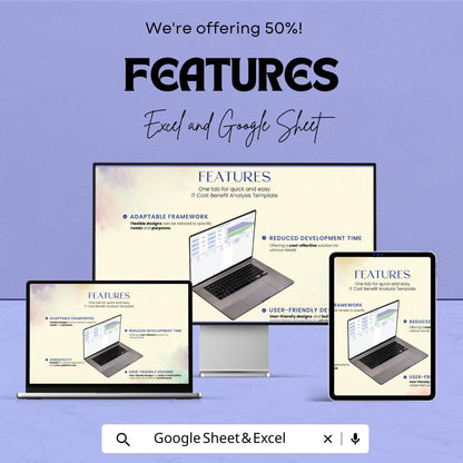 IT Cost Benefit Analysis Template | Google Sheets & Excel Financial Model | Project ROI Calculator | Business Cost Benefit Spreadsheet