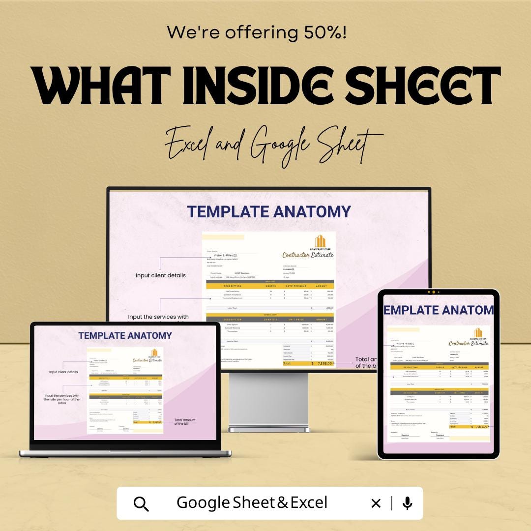 HVAC Estimate Template | HVAC Contractor Estimate Spreadsheet | HVAC Bid Proposal Template