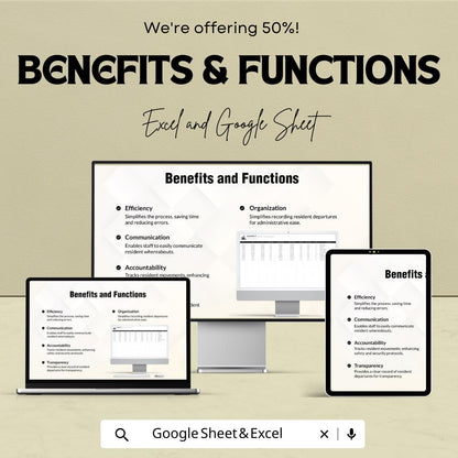 50% Off - Resident Sign Out Sheet for Excel & Google Sheets | Departure Tracker | Residential Management | Organize Resident Check-Outs