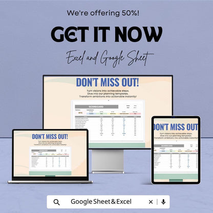 Weekly Scorecard Template | KPI Tracker Spreadsheet | Performance Dashboard | Excel & Google Sheets | Weekly Metrics Tracker