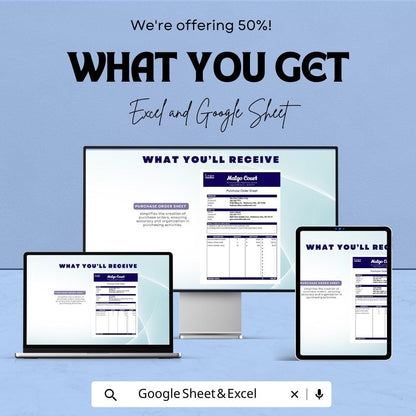 Purchase Order Sheet Template | Editable Purchase Order Form | Business Procurement Tracker | Printable Vendor Order Sheet
