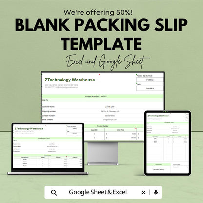 Blank Packing Slip Template | Printable Packing List | Business Shipping Form | Order Fulfillment Document