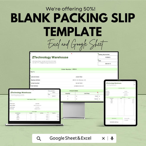 Blank Packing Slip Template | Printable Packing List | Business Shipping Form | Order Fulfillment Document