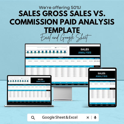 Sales Gross Sales vs Commission Analysis Template | Sales Revenue vs Payout Report | Commission Calculation Tool