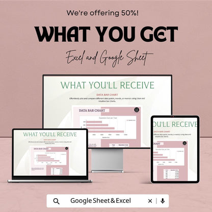 Data Bar Chart Template Excel | Google Sheets Dashboard | Data Visualization Template | Business Chart Spreadsheet | KPI Tracker |
