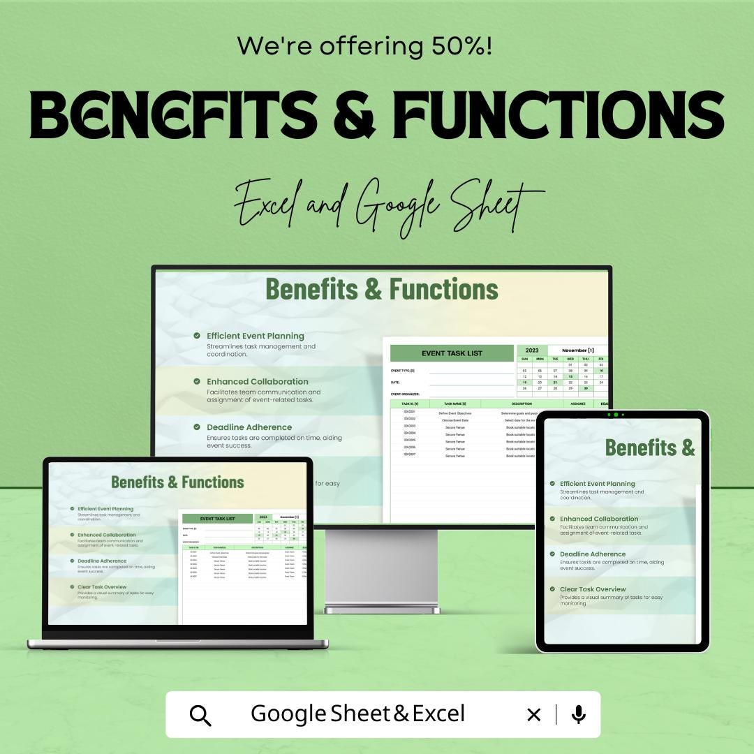 Event Task List Sheet - Organized Excel & Google Sheet Template for Event Planning and Task Management