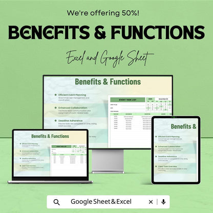 Event Task List Sheet - Organized Excel & Google Sheet Template for Event Planning and Task Management