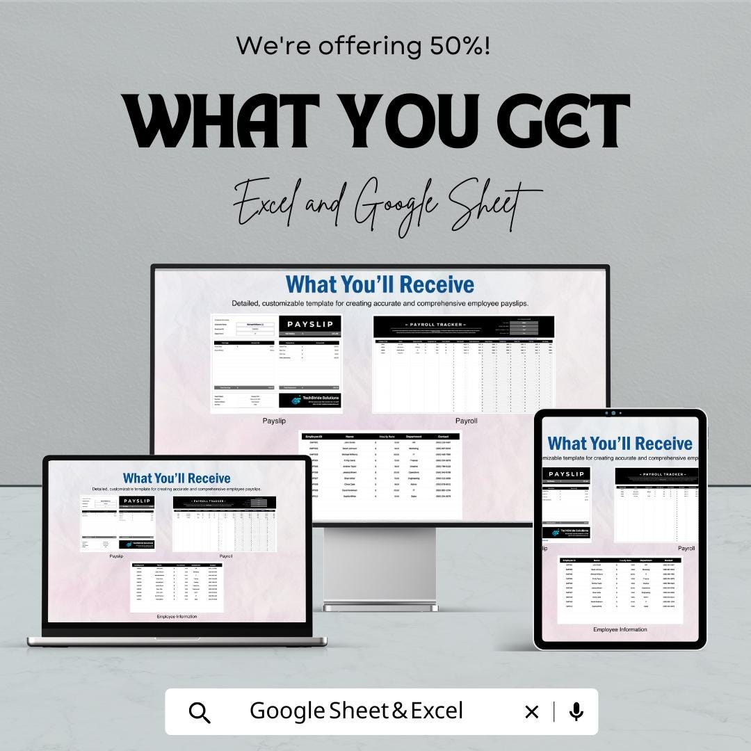 Payslip Payroll Sheet Template – Customizable Excel & Google Sheets for Employee Payslips