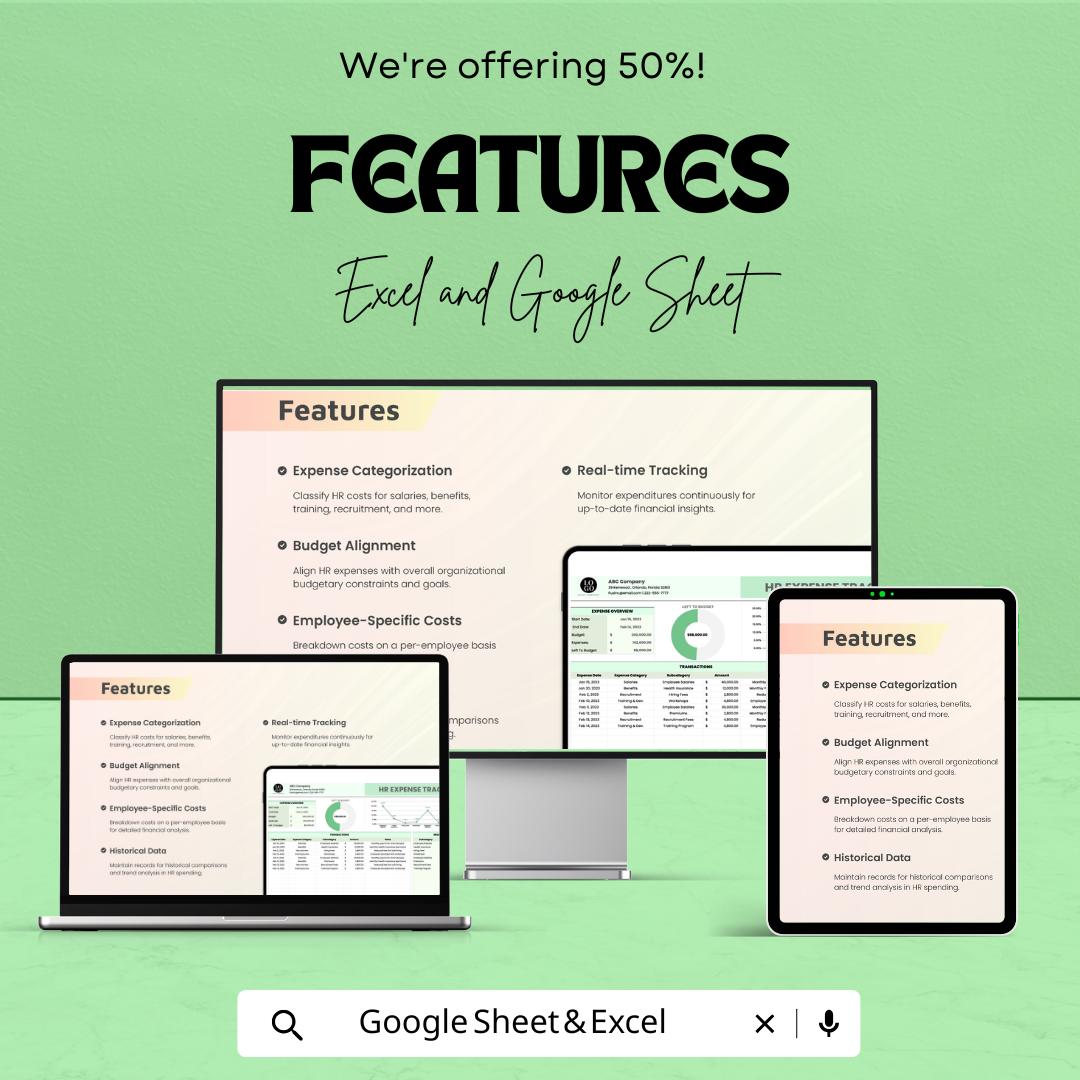 HR Expense Tracker Sheet | Budget Tracker | HR Expense Management | Excel & Google Sheet | HR Budget Planning Tool | Financial Tracker