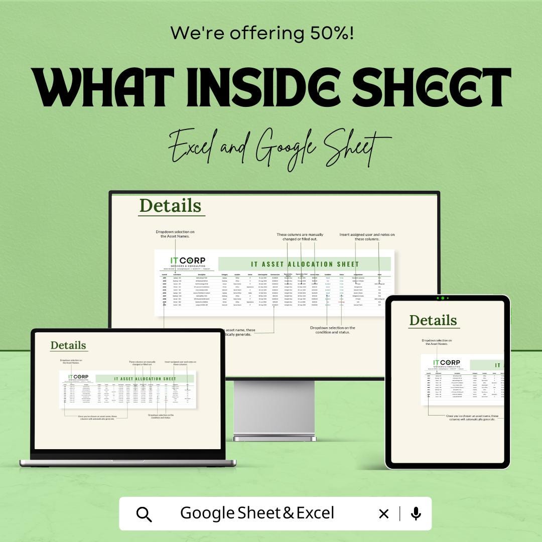 IT Asset Allocation Sheet Template | IT Asset Management Spreadsheet | Asset Tracking Tool | Excel & Google Sheets