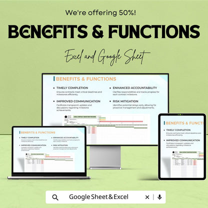 Legal Contract Milestones Tracking Template | Contract Timeline and Deadline Tracker | Excel & Google Sheets