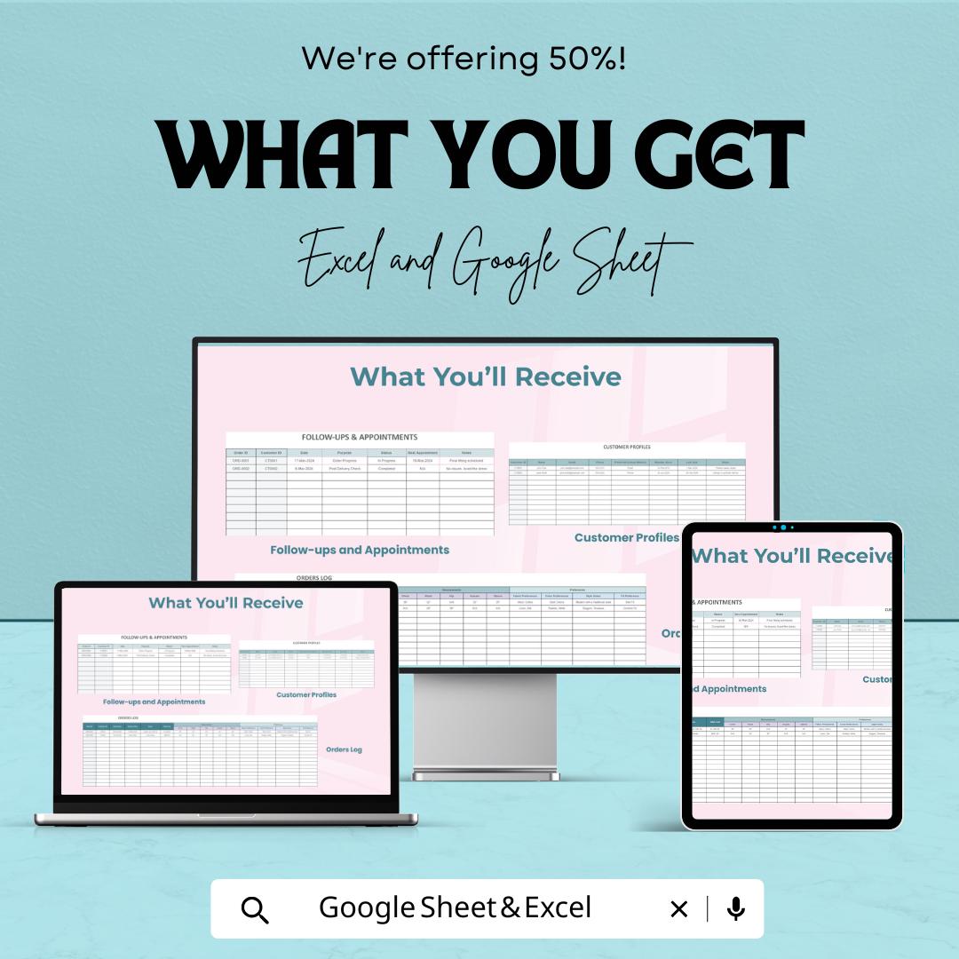 CRM Tailor Template | Excel & Google Sheets Client Management System | Tailoring Order Tracker | Custom CRM Spreadsheet