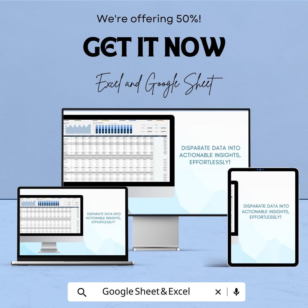 Finance Data Sheet | Google Sheet Template | Financial Analysis and Budget Tracking | Income & Expense Spreadsheet | Monthly Finance Tracker