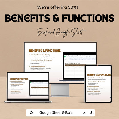 Talent Review & Succession Planning HR Template | Excel and Google Sheets | Employee Performance and Leadership Planning