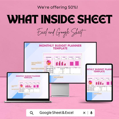 Monthly Budget Planner Sheet | Expense Tracker Template | Excel & Google Sheets | Financial Planning Tracker | Budget Spreadsheet for 2023