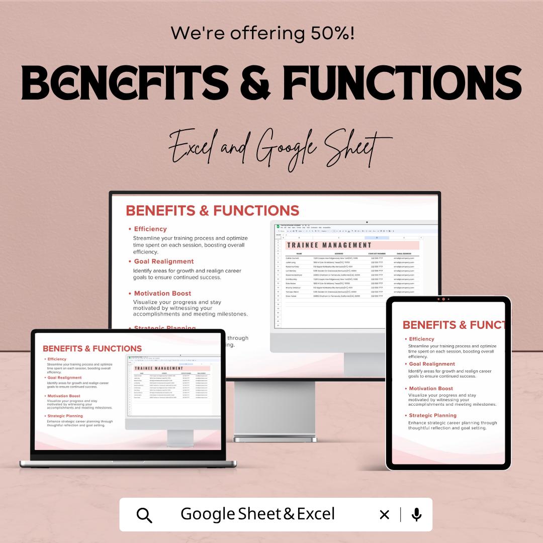 Training Schedule Template | Training Planner Excel | Employee Training Tracker Google Sheets | Training Management Template