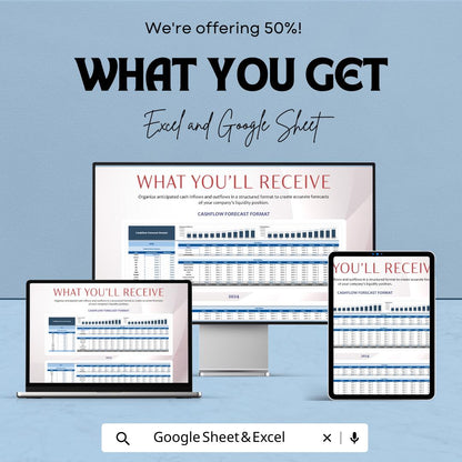 Cashflow Forecast Template Excel & Google Sheets | Monthly Cash Flow Planner | Business Budget Spreadsheet | Financial Planning Template