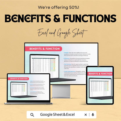 Finance Accounts Payable Dashboard Template | Business Finance Tracker | Payment Management Spreadsheet | Accounting Analytics Tool