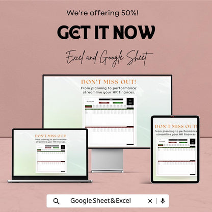 Startup HR Budget & Expense Tracker Template | Excel and Google Sheets | HR Cost Planning, Payroll Budget, Business Finance Tool