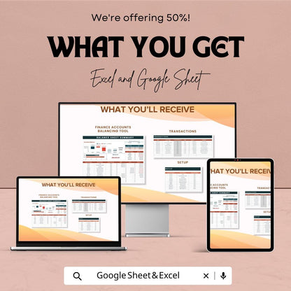 Finance Accounts Balancing Tool Template | Balance Sheet Summary Template | Accounting Tracker | Financial Management Spreadsheet