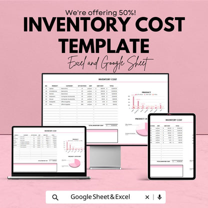 Inventory Cost Template | Inventory Tracking Spreadsheet | Stock Cost Calculator | Excel & Google Sheets