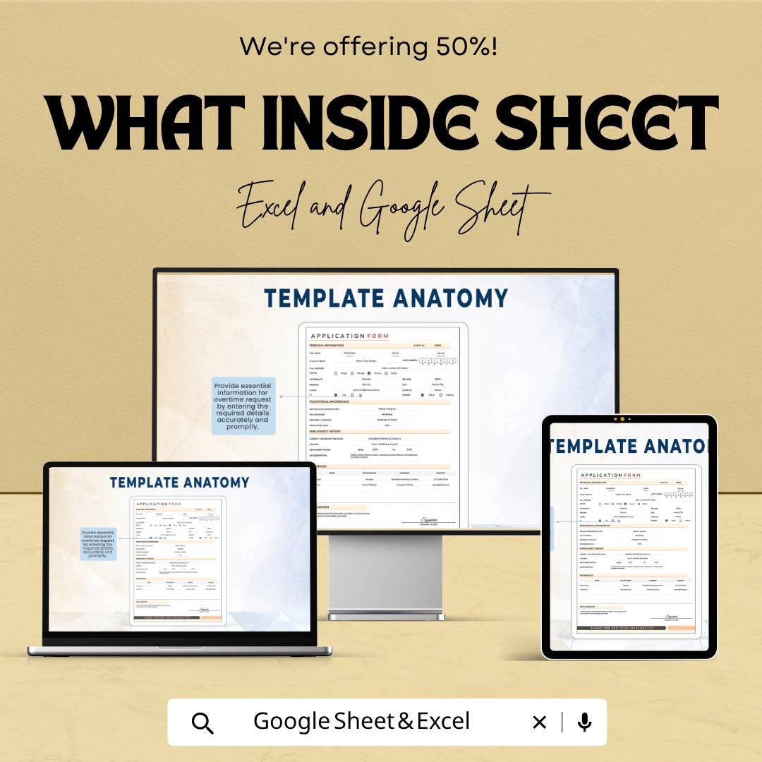 Application Form Template | Job Application Spreadsheet | Employee Recruitment Form | Excel & Google Sheets Application Tracker |