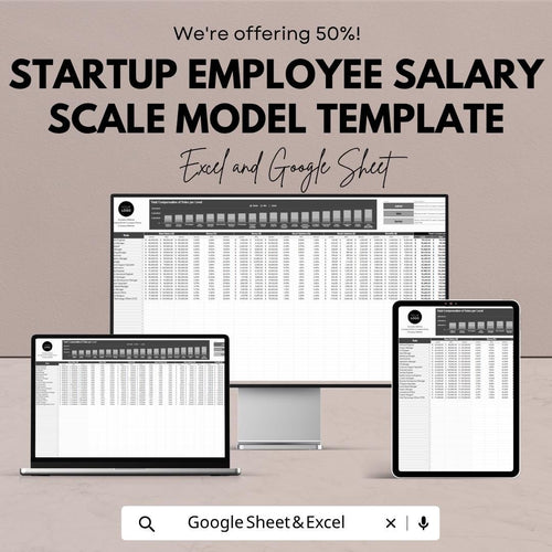 Startup Salary Scale Template | Employee Compensation Model | Salary Structure Spreadsheet | Payroll Planning Tool