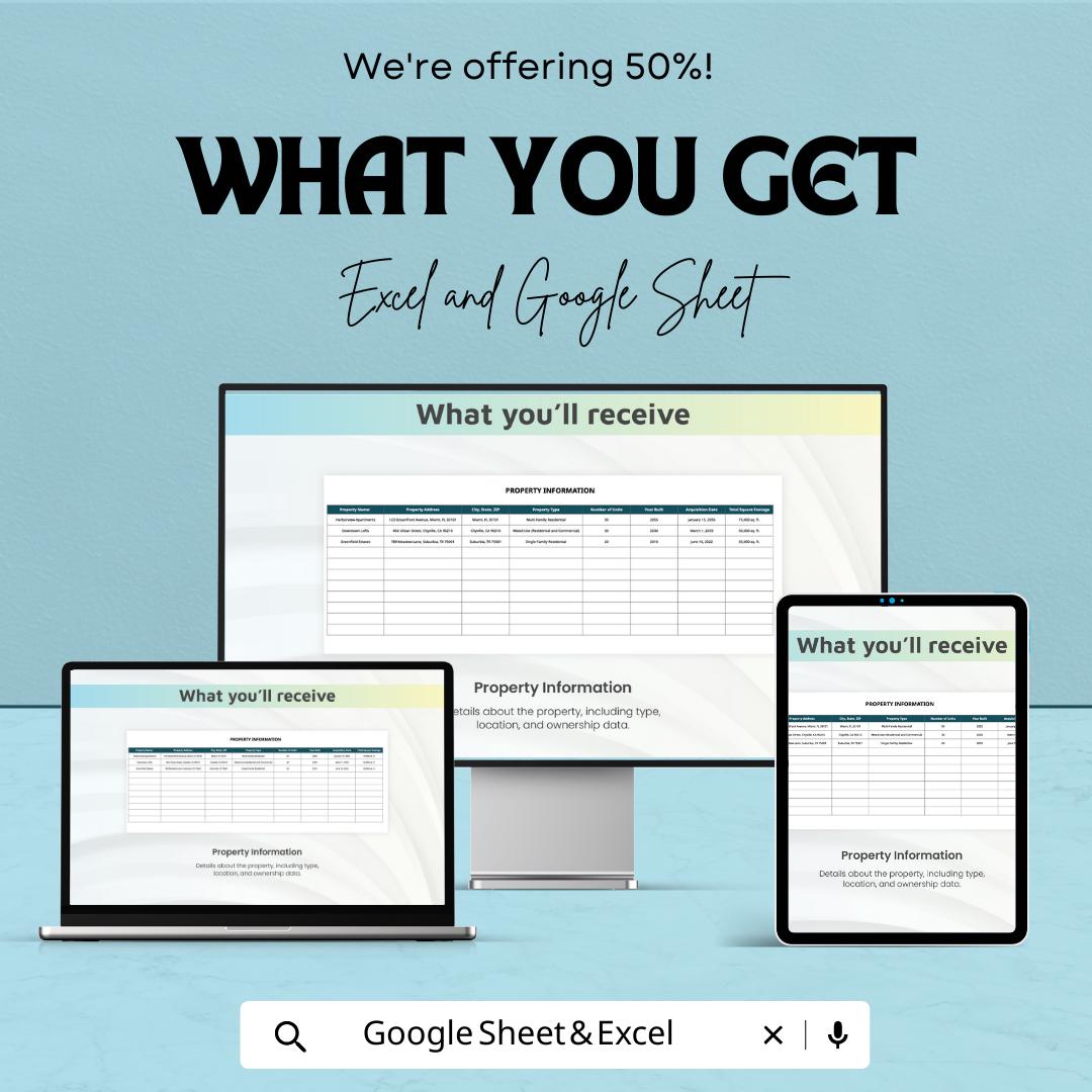 Real Estate Proforma Template, Property Investment Calculator, Rental Property Financial Model, Excel & Google Sheets Proforma