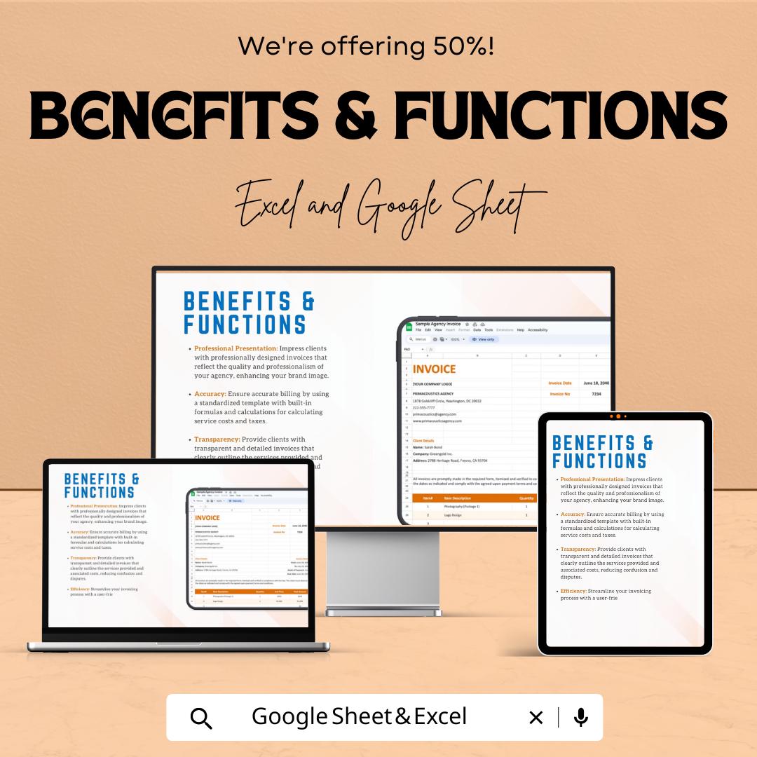 Sample Agency Invoice Template – Editable Excel & Google Sheet | Professional Invoicing for Agencies | Instant Download