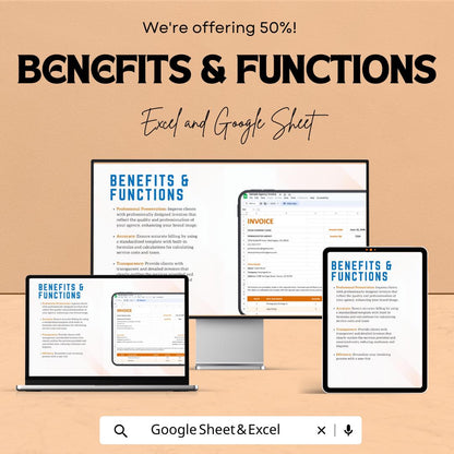 Sample Agency Invoice Template – Editable Excel & Google Sheet | Professional Invoicing for Agencies | Instant Download