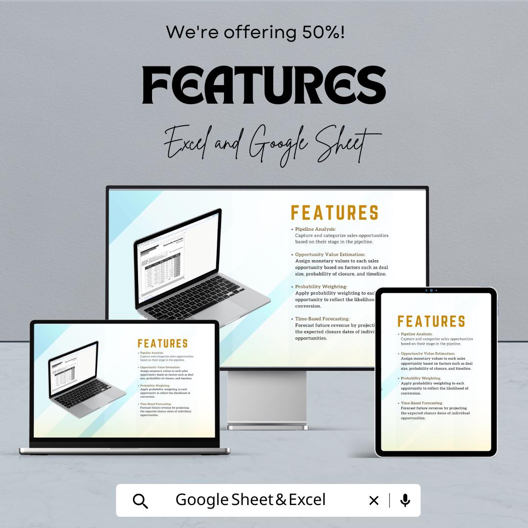 Opportunity-Based Sales Forecast Sheet | Excel & Google Sheet | Sales Pipeline Tracker | Forecasting Template | Instant Download