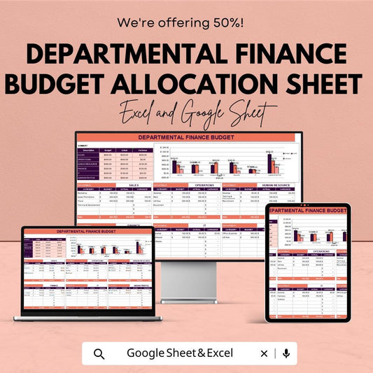 Departmental Finance Budget Allocation Sheet | Excel and Google Sheet Template for Financial Planning | Budget Management & Analysis