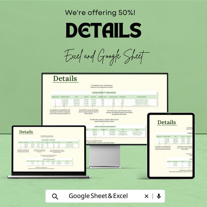 IT Employee Timesheet Tracker Template Excel Google Sheets, Work Hours Tracker Spreadsheet, Employee Time Log, IT Staff Time Tracking Sheet