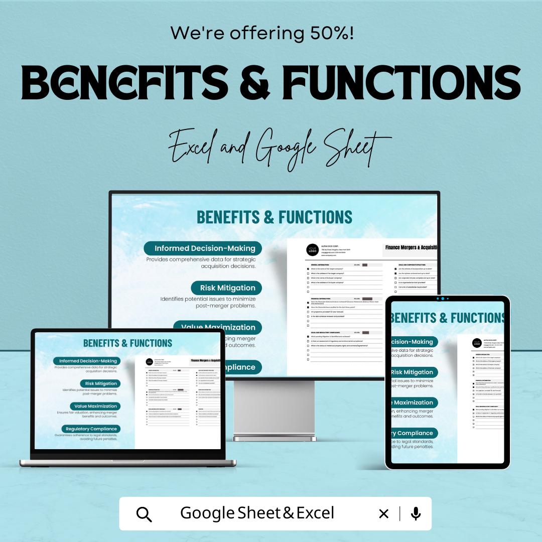 Finance Mergers & Acquisitions Due Diligence Checklist | MandA Due Diligence Template | Excel and Google Sheets | Business Acquisition Tool