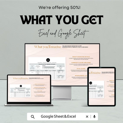 Group Interview Score Aggregator HR Template | Candidate Evaluation Tool | Interview Scorecard Excel & Google Sheets