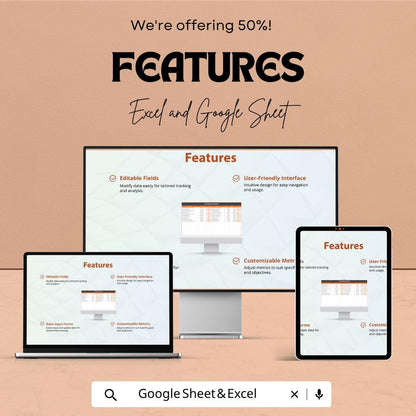 Simple Scorecard Template | KPI Tracker Spreadsheet | Performance Dashboard | Excel & Google Sheets Template | Business Metrics Scorecard