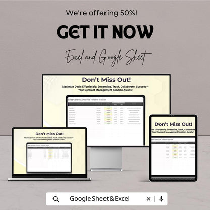 Sales Contract Lifecycle Timeline Tracker Template | Excel & Google Sheets | Contract Management Spreadsheet | Sales Timeline Tracker