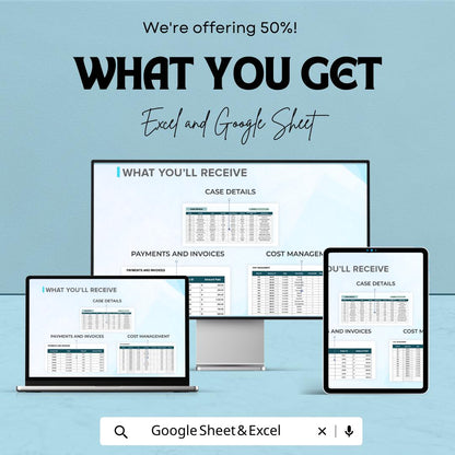 Legal Case and Client Database Template, Law Firm Case Tracker, Attorney Client Management Spreadsheet, Legal Organizer, Excel Google Sheets