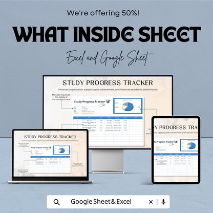 Study Progress Tracker Template | Student Study Planner | Study Tracker Spreadsheet | Academic Progress Tracker