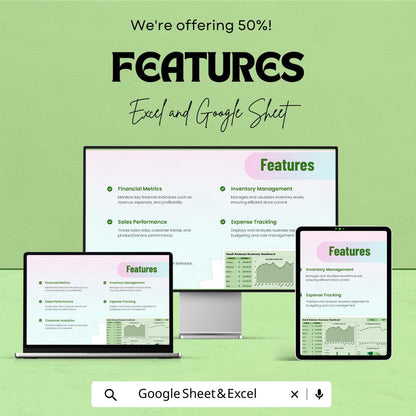 Small Business Dashboard Template | Financial, Sales, and Performance Tracker | Excel & Google Sheets